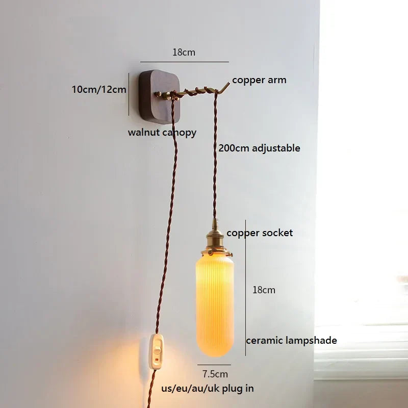 DecorBites™ Ceramic Ball LED Wall Lights with Pull Chain Switch for Bedroom Bathroom