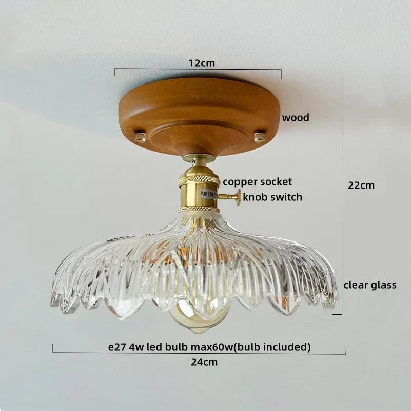 DecorBites™ LED Glass Wood Ceiling Light Modern Plafondlamp for Living Room