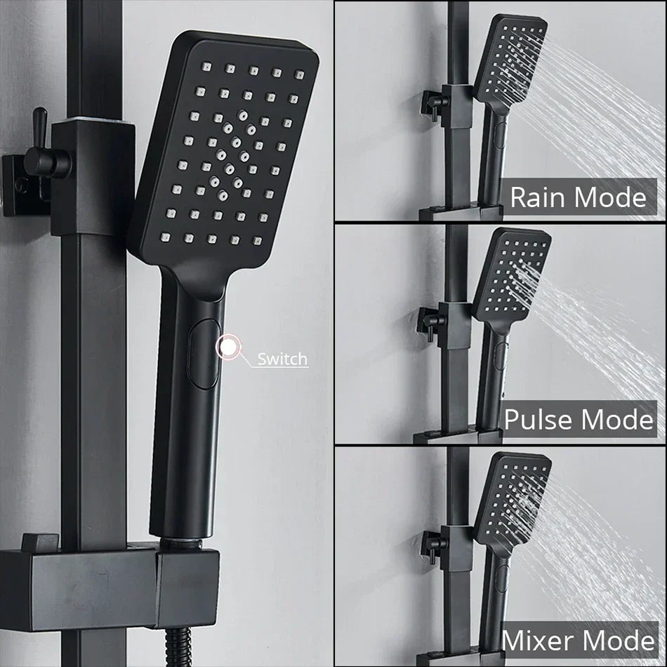 DecorBites™ Digital Display Shower Faucet Rainfall Head Thermostatic Mixer Set