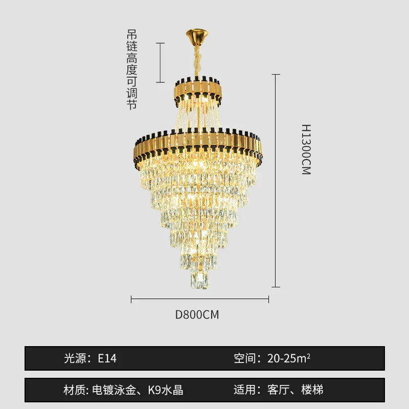 DecorBites™ Crystal Chandelier for Duplex Villa Hotel Club Banquet Hall Engineering Lighting