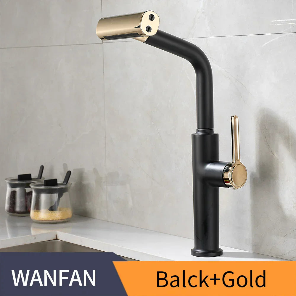 DecorBites™ Black Pull Out Kitchen Faucet with Waterfall Stream Sprayer Head
