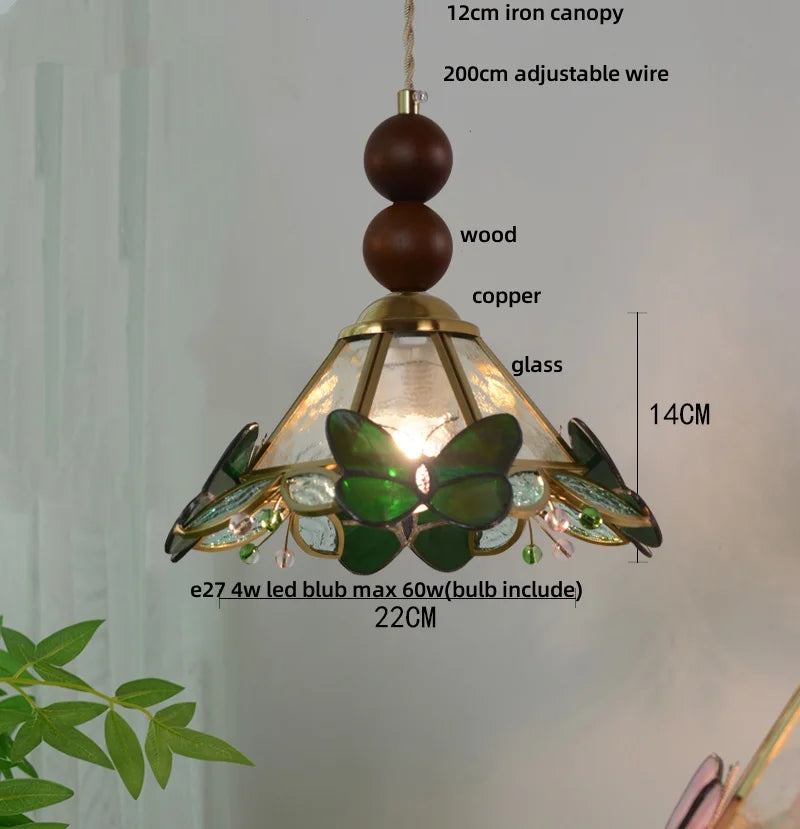 DecorBites™ Butterfly Tiffany Glass Pendant Lamp Modern Nordic LED Hanging Light