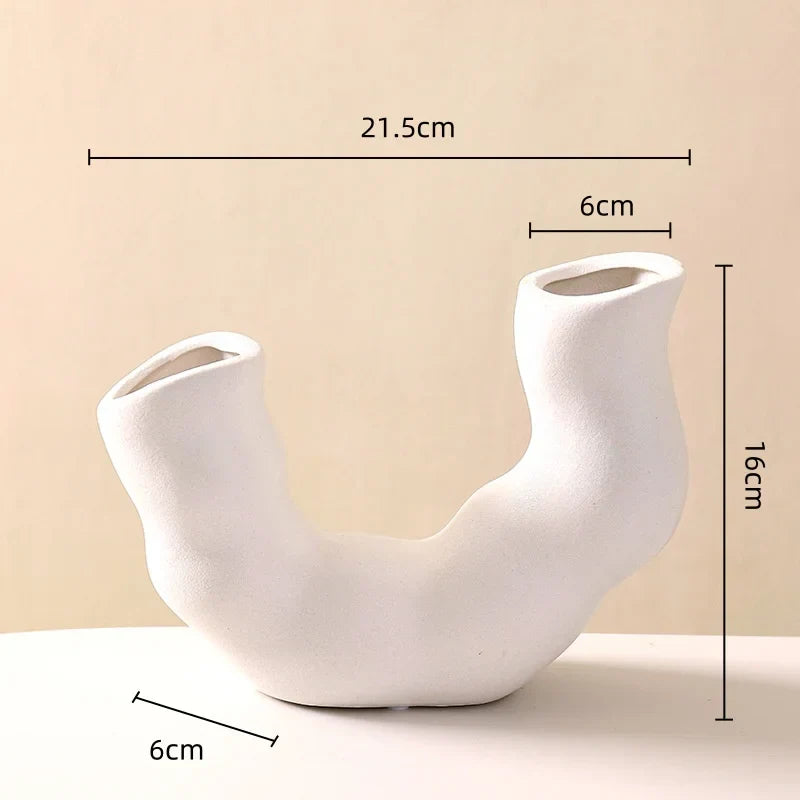 DecorBites™ Geometric Ceramic Flower Vase for Stylish Home Decor & Flower Arrangement
