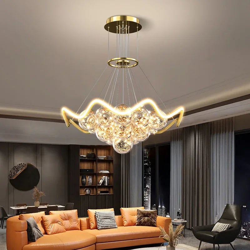 DecorBites™ Bubble Pendant Chandelier: Modern Dimmable LED Lighting for Home Decor