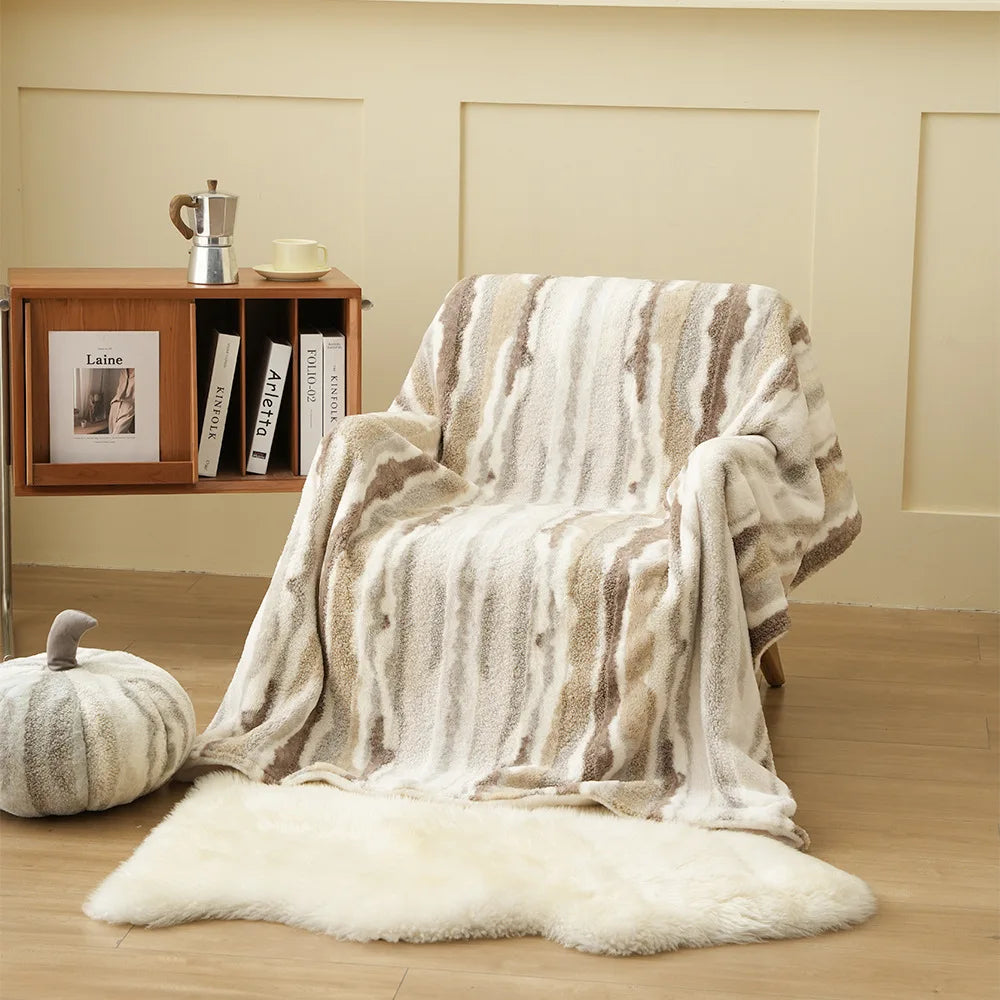 DecorBites™ Arctic Velvet Faux Rabbit Throw Blanket | Cozy, Warm, & Luxurious Comfort Blanket