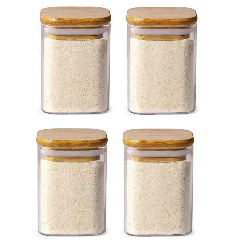 DecorBites™ Glass Jar with Bamboo Lid - Food Storage Container for Tea, Coffee, and More