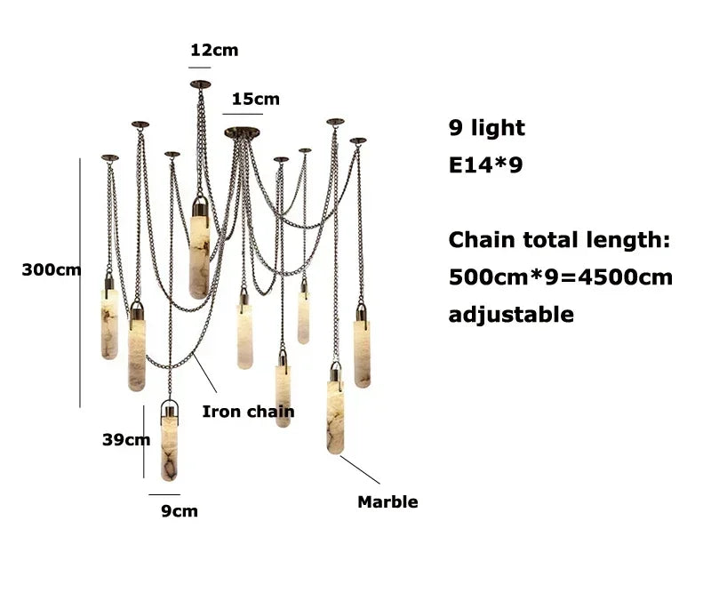 DecorBites™ Gold Chrome LED Chandelier for Dining Room - 2025 Marble Design