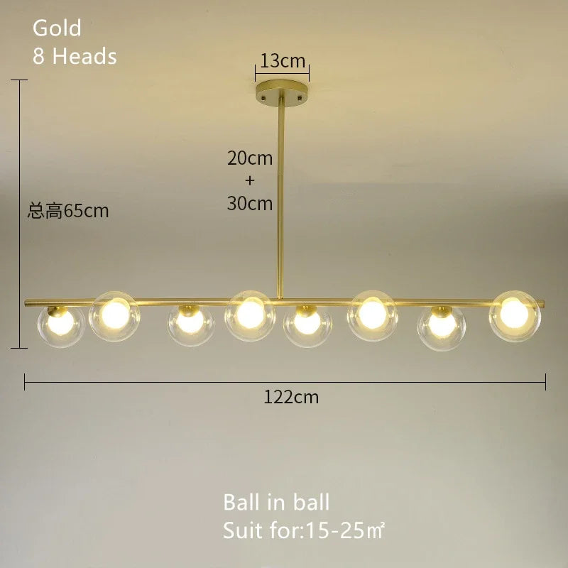 DecorBites™ Glass Ball Pendant Chandeliers - Modern LED Hanging Lights for Home Decor