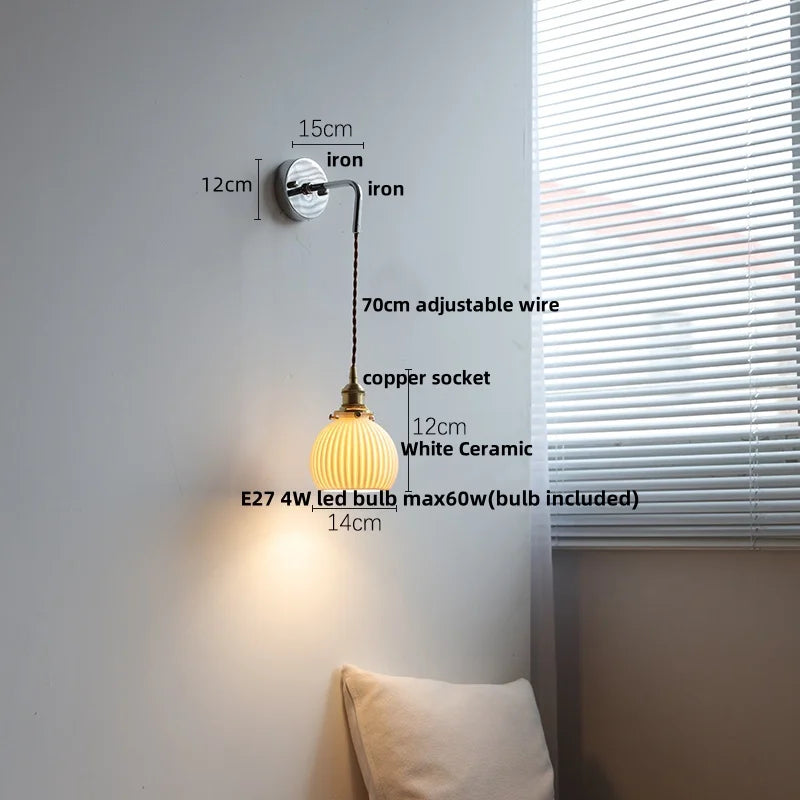 DecorBites™ Ceramic LED Wall Sconce, Modern Nordic Style, Adjustable Wire, White Stair Light