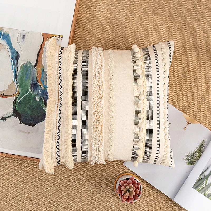 DecorBites™ Bohemian Beige Cushion Cover for Home Decor Sofa Bed 30x50cm/45x45cm