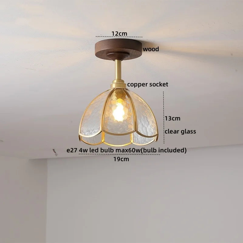 DecorBites™ LED Glass Wood Ceiling Lamp for Modern Indoor Lighting and Decoration