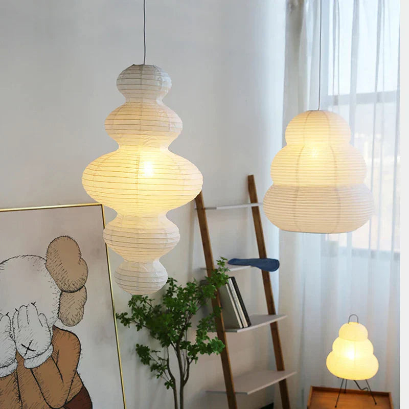 DecorBites™ Akari Rice Paper Pendant Lamp for Living Room Bedroom - Wabi Sabi Design