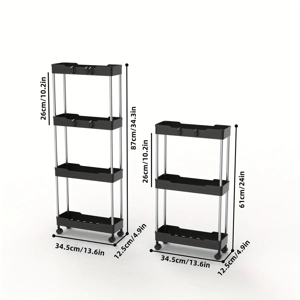 DecorBites™ Bathroom Storage Rack with Wheels - Multi-Purpose Rolling Utility Cart