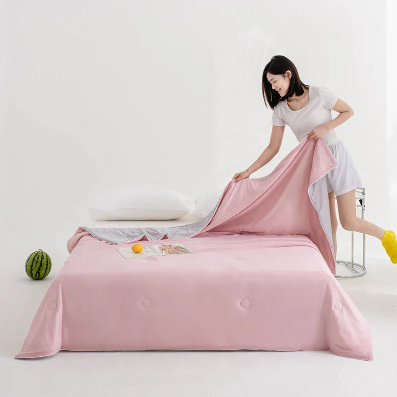 DecorBites™ Cool Fibre Summer Quilt: Soft, Breathable & Machine Washable Light Blanket