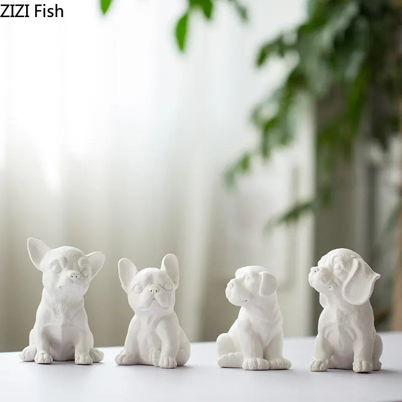 DecorBites™ French Bulldog Ceramic Sculpture Miniature Figurine Desk Decoration Ornament