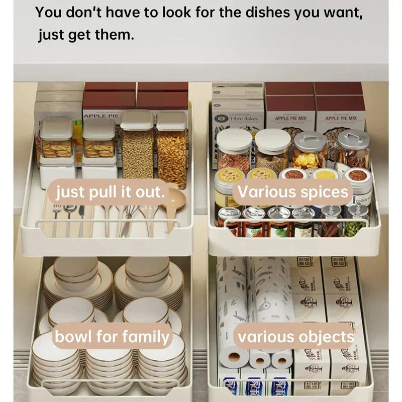DecorBites™ Kitchen Organizer Rack for Cabinets Storage and Tableware - Slide Dish Rack