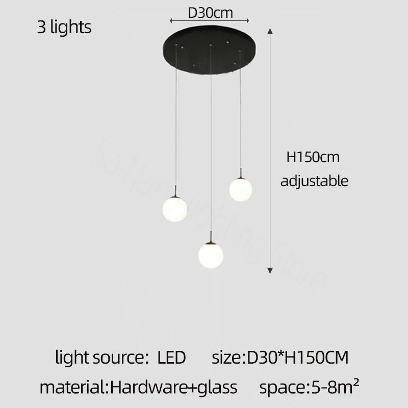DecorBites™ Cream Glass Ball Chandelier for Duplex Villa Penthouse, Restaurant and Staircase