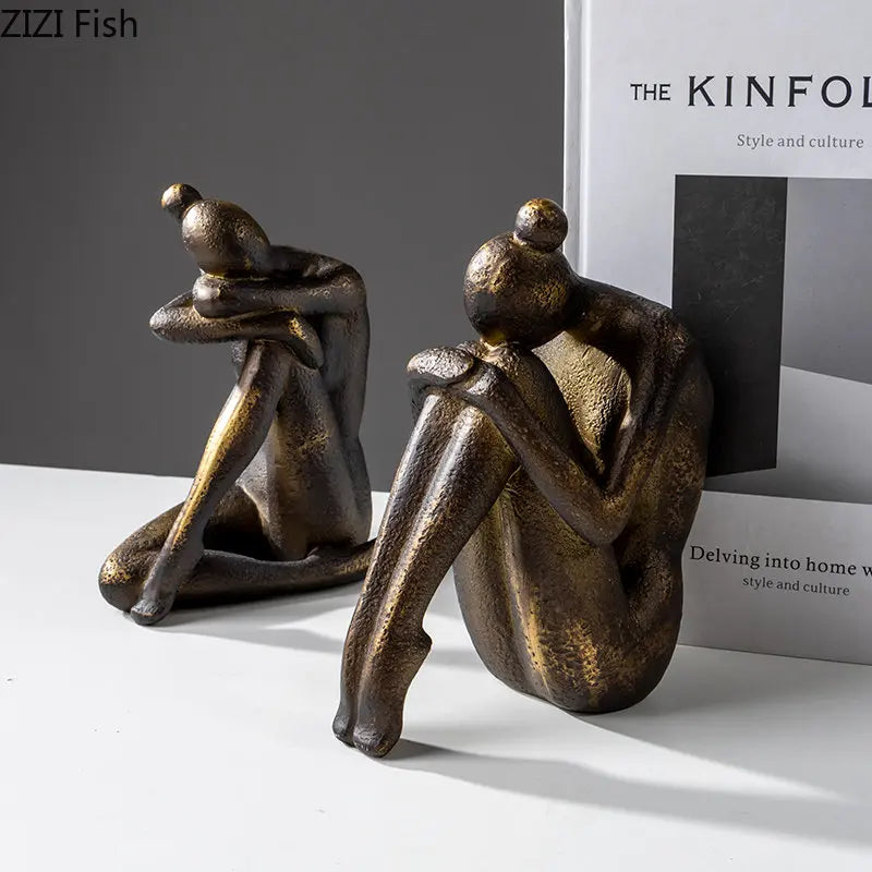 DecorBites™ Girl Statue Bookends Decor Resin Decoration for Desk, Bookcase, Library