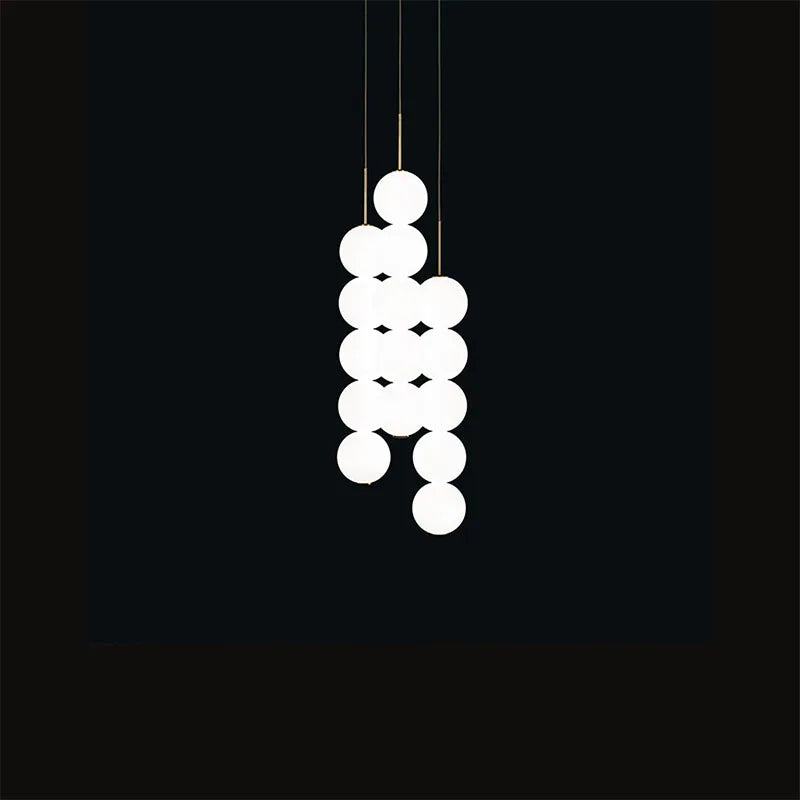 DecorBites™ Art Deco LED Glass Pingpong Pendant Light in Gold Chrome Black.