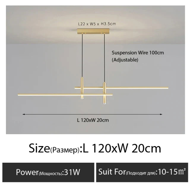 DecorBites™ Black Gold Nordic LED Pendant Chandelier for Dining Table - Modern Minimalist Design