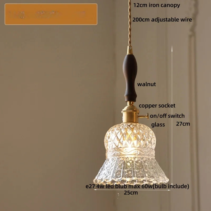 DecorBites™ LED Pendant Light Fixture with Copper Socket & Green Glass, Modern Nordic Lamp