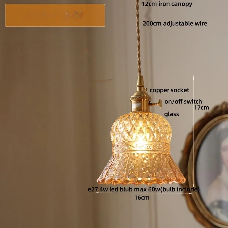 DecorBites™ LED Pendant Light Fixture with Copper Socket & Green Glass, Modern Nordic Lamp