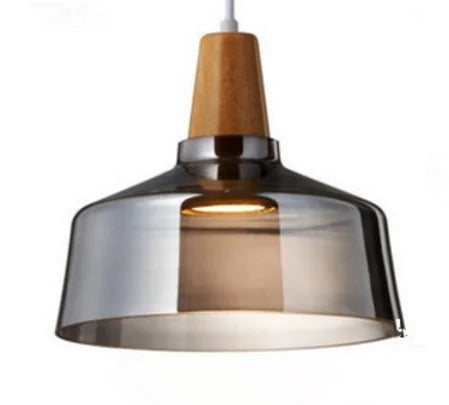 DecorBites™ Glass & Wood Pendant Light: Modern Nordic Hanging Lamp for Bar, Table, Dining - Gray Retro Decor
