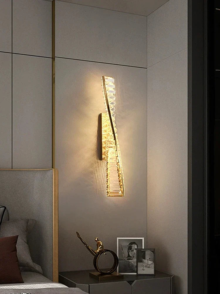 DecorBites™ Crystal LED Wall Sconce - Golden Bedroom Bathroom Living Room Mirror Decorluxury Wall Lamp