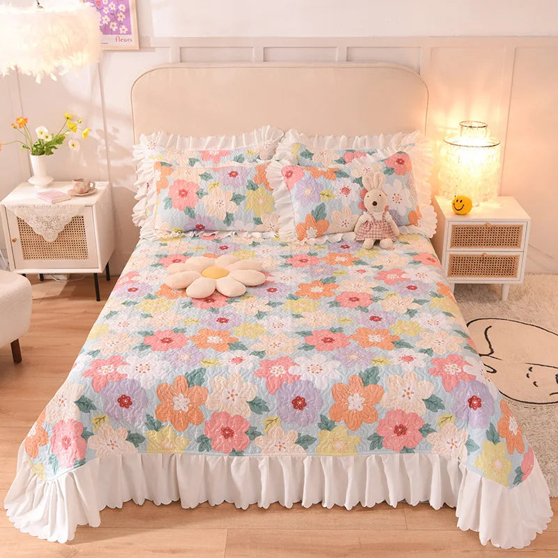 DecorBites™ Chiffon Quilted Bed Spread Set - Queen Size Cotton Bedspread Cover