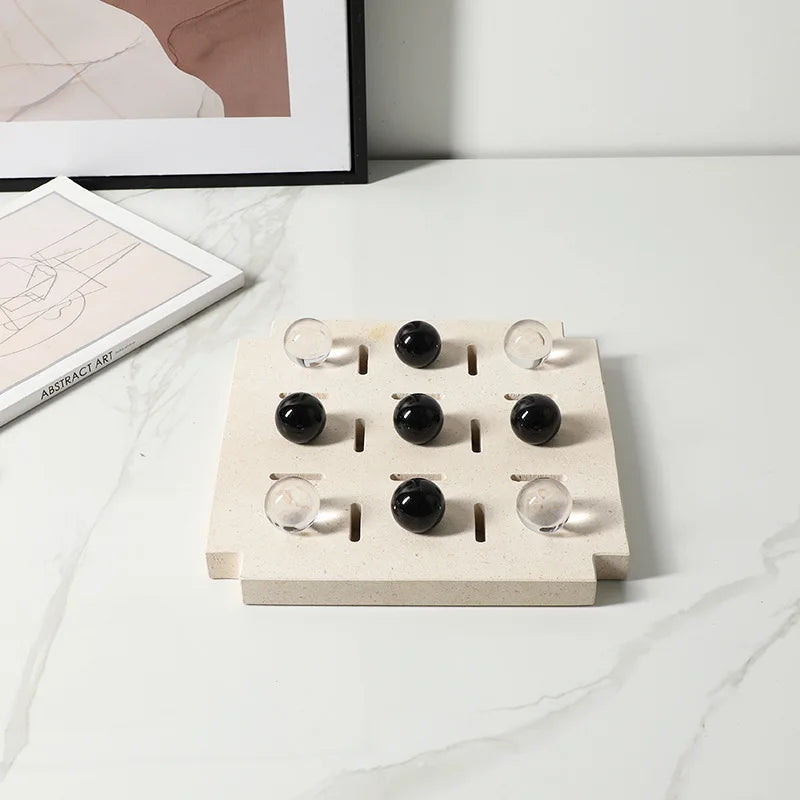 DecorBites™ Geometric Glass Bead Chess Set Home Decor Figurines - Marble Ornaments