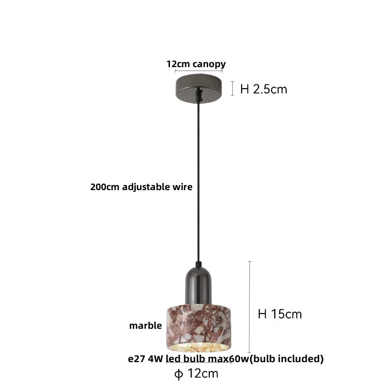 DecorBites™ LED Pendant Lights Bulgari Stone Adjustable Steel Hang Lamp Lighting