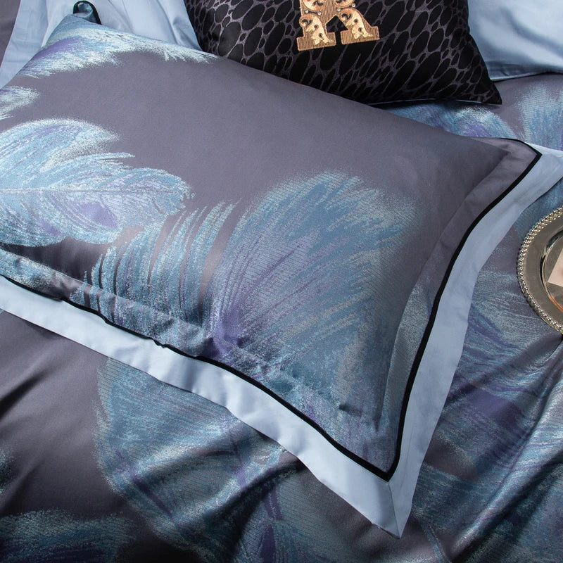 DecorBites™ 1500TC Jacquard Egyptian Cotton Bedding Set: Queen King Linens, Duvet Cover, Sheets