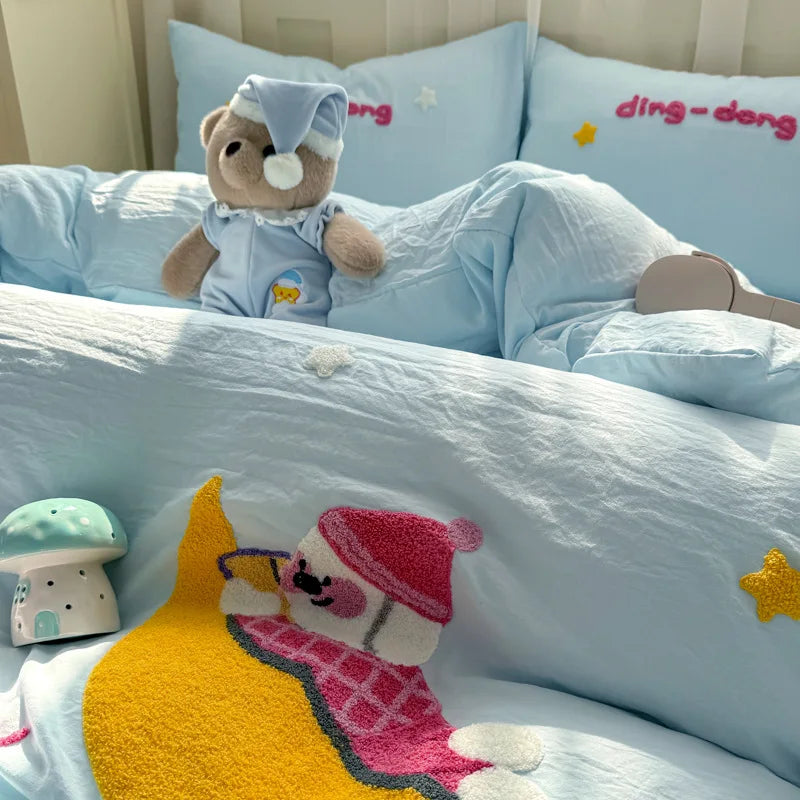DecorBites™ Cartoon Embroidery Bed Sets - Super Soft & Cute Bedding Set for Kids & Adults