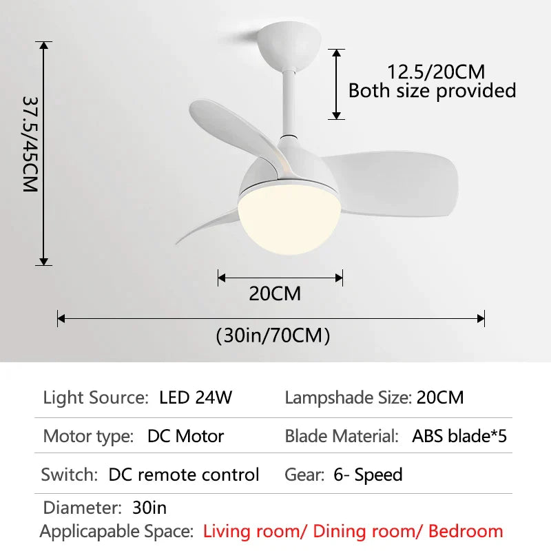 DecorBites™ Bedroom & Study Ceiling Fan Light with Mute Electric Fan Chandelier, 110V 220V