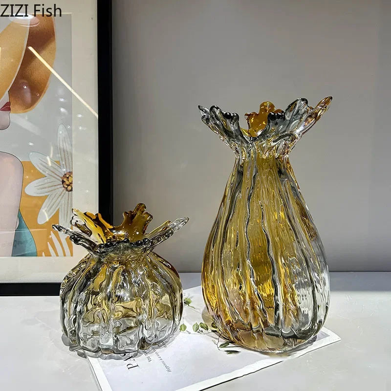 DecorBites™ Glass Vase: Creative Flower Edge Decor for Desk, Home Decor, Crafts, Ornaments