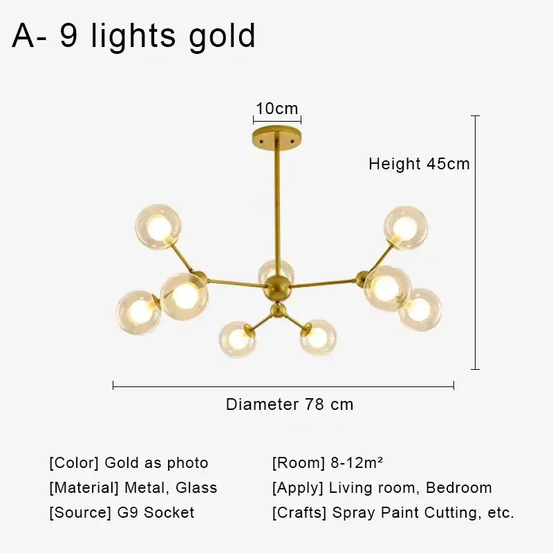 DecorBites™ Glass Ball Pendant Chandelier for Living Room Bedroom Dining Room