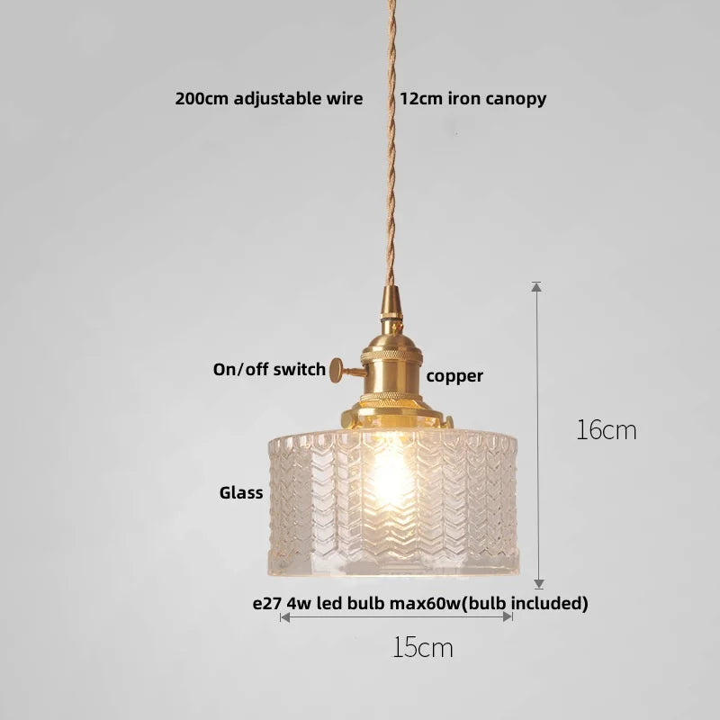 DecorBites™ Green Glass LED Pendant Light: Nordic Modern Hanging Lamp for Bedroom Dining Room