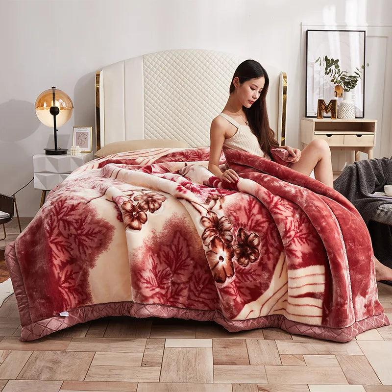 DecorBites™ Double Layer Raschel Blankets: Soft Faux Fur Mink Throw for Beds