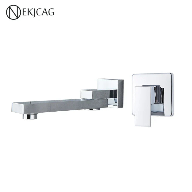 DecorBites™ Brushed Gold Wall Mounted Basin Faucet with Rotating Mixer