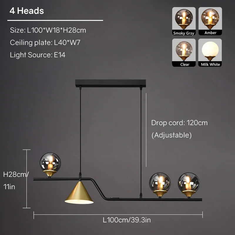 DecorBites™ Linear Hanging Lamp Minimalist Chandelier Modern Nordic Dining Table Lantern