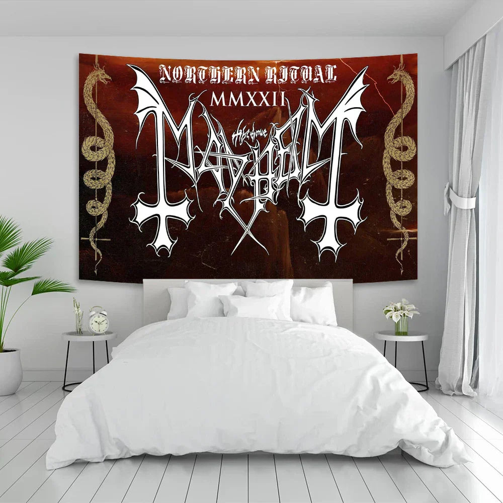 DecorBites™ Black Metal Singer Tapestry Hellhammer Watain Flag Banner 90x150cm