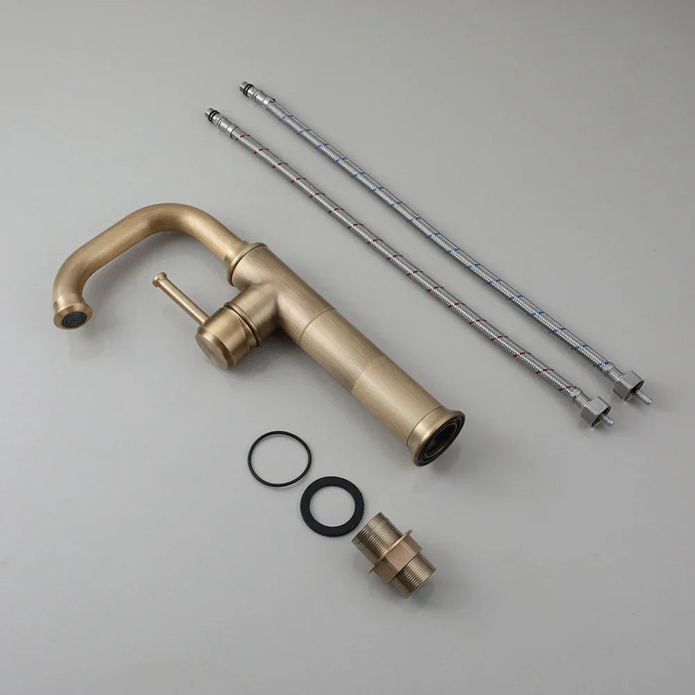 DecorBites™ Antique Brass/Oil Rubbed Bronze Bathroom Faucet Deck Mount Single Handle Mixer Tap