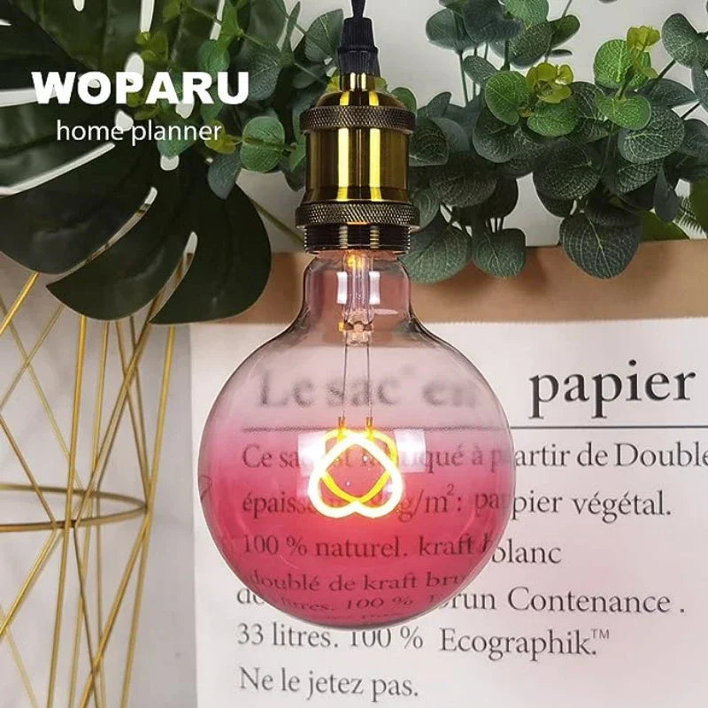 DecorBites™ Gradient Pink LED Filament Heart Light Bulb - E27 Dimmable Romantic Warm Light