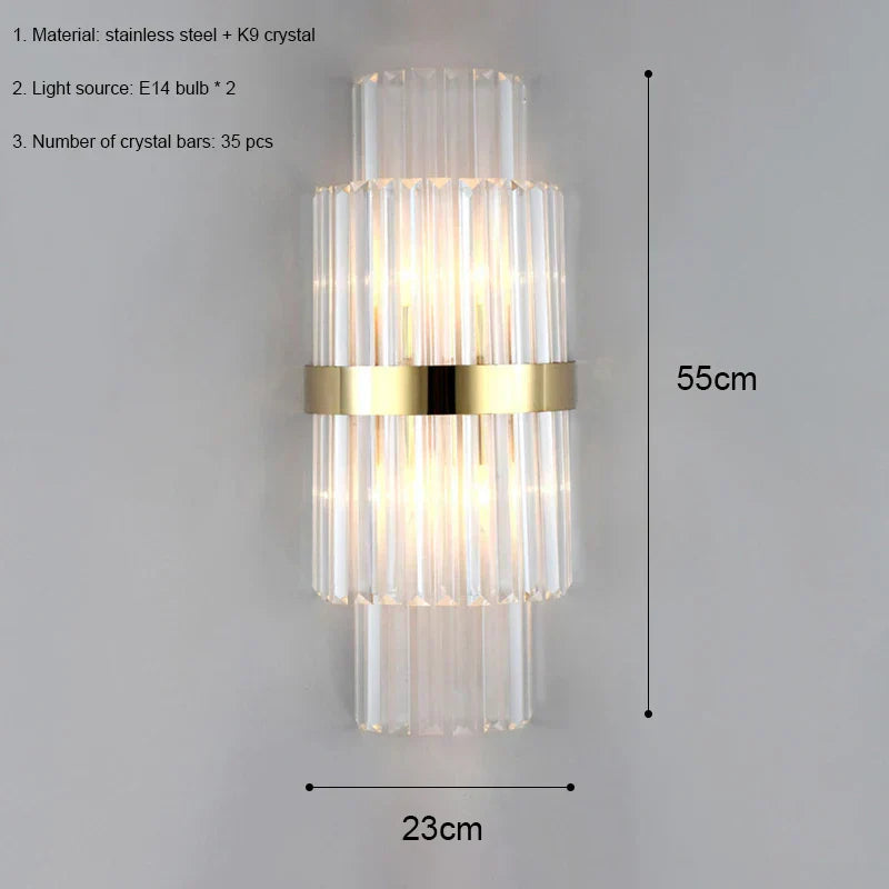 DecorBites™ Crystal LED Wall Lamp Modern Luxury Light Gold Sconces for Living Room Bedroom