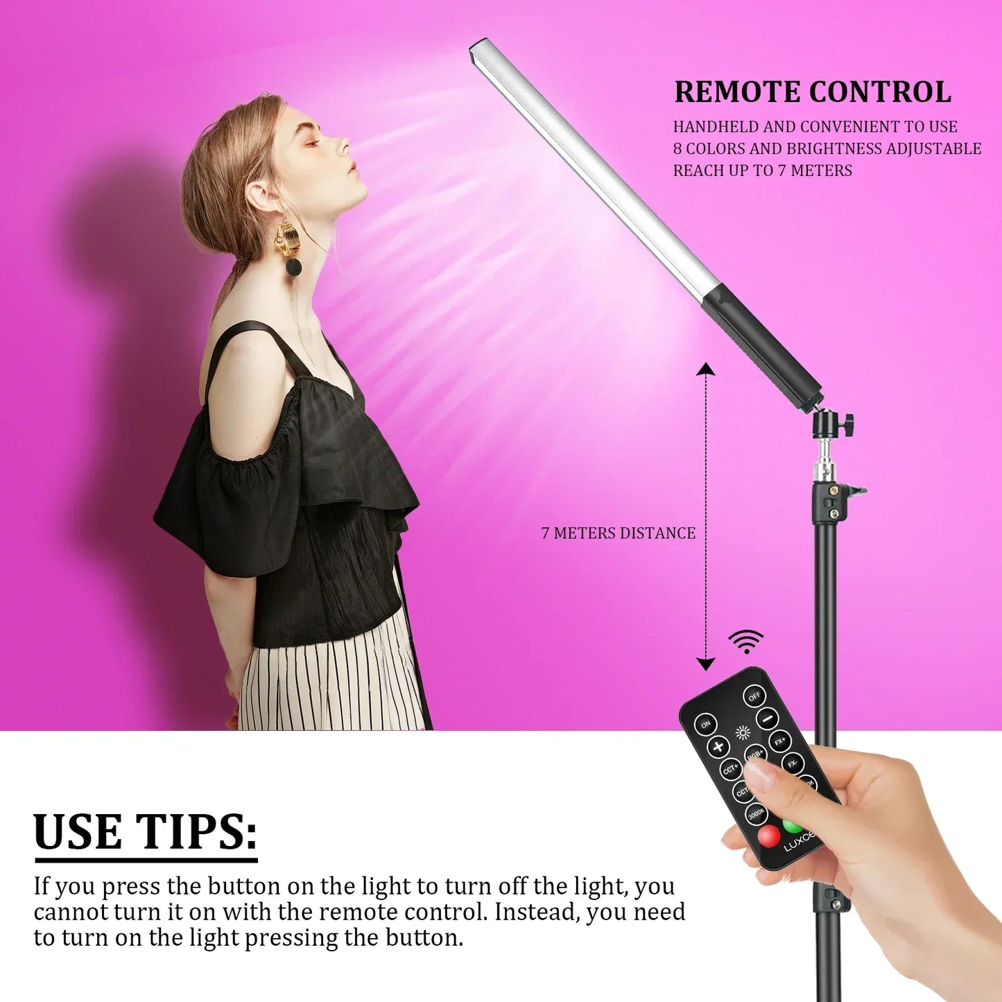 DecorBites™ LED Light Wand RGB Stick with Tripod Remote Control Handheld Lamp
