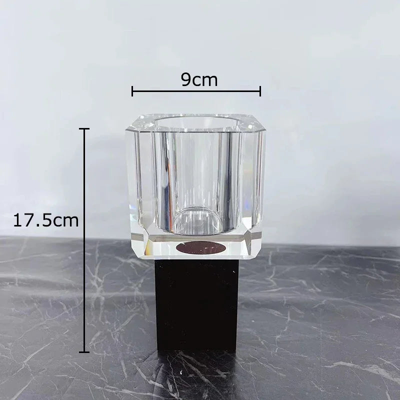 DecorBites™ Geometric Square Glass Vase Artificial Flowers Modern Floral Arrangement