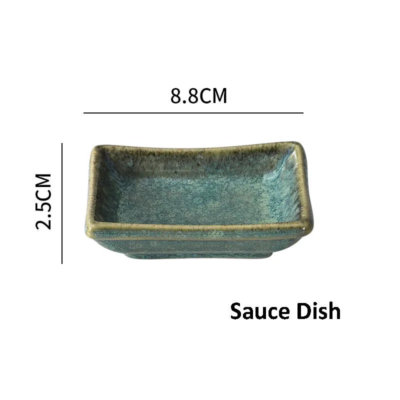 DecorBites™ Ceramic Dinnerware Set - Japanese-Inspired Kiln Change Plates and Bowl