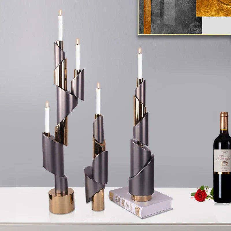 DecorBites™ Geometric Helical Pipe Candle Holder for Home Decor and Centerpieces