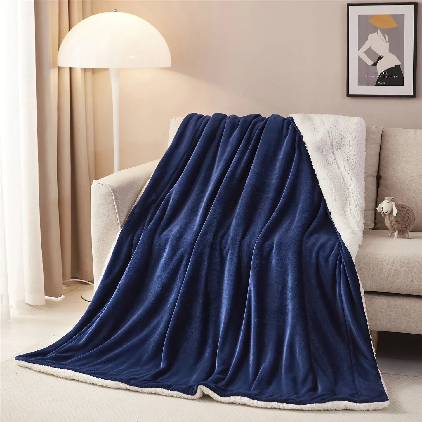 DecorBites™ Cozy Sherpa Twin Blanket - Reversible Fleece and Velvet Plush Warm Winter Bed Throw