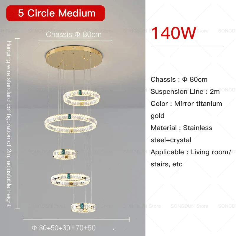 DecorBites™ Duplex Crystal Chandelier for Modern Living Room & Empty Stairwell Building